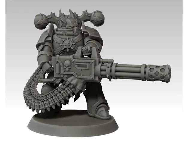Chaos space warrior with gatling gun — modelo 3D