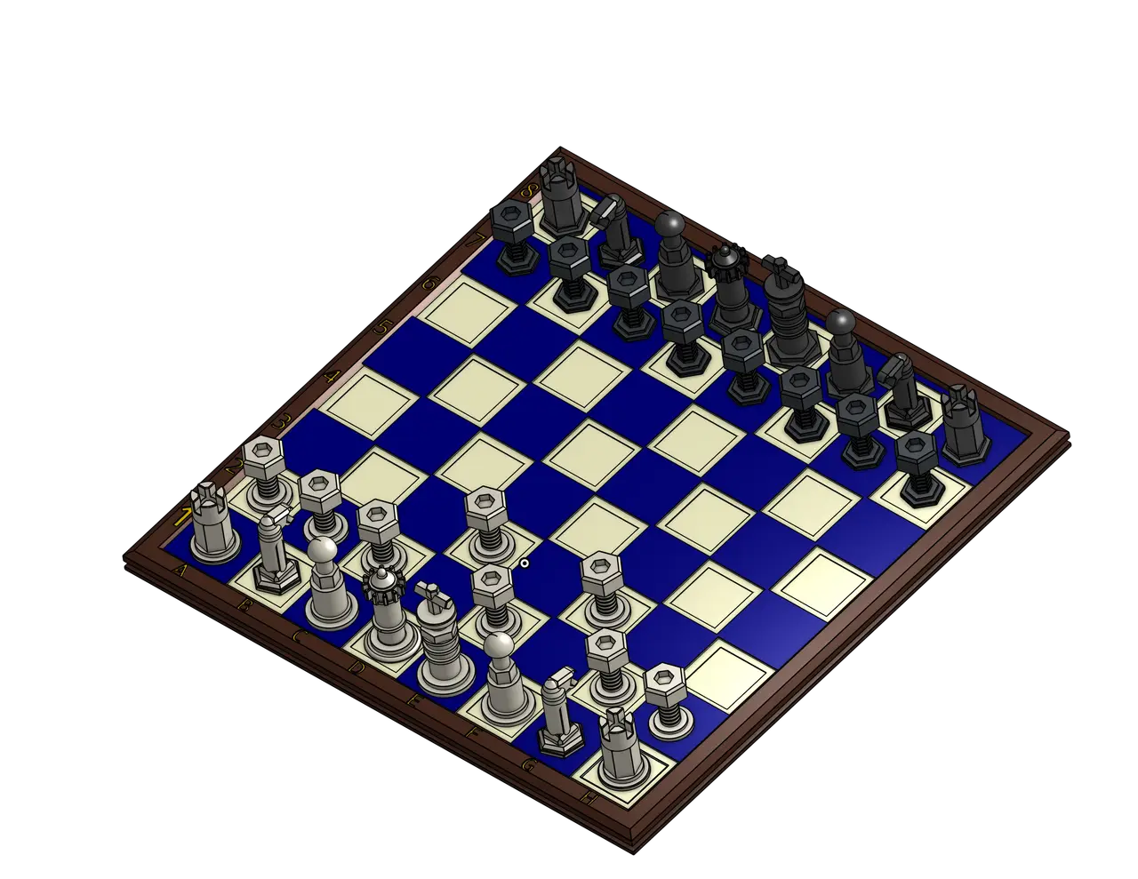 bolt inspired chess set with victorian style drawer — modelo 3D