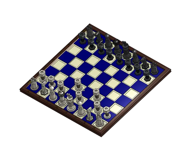 bolt inspired chess set with victorian style drawer — modelo 3D