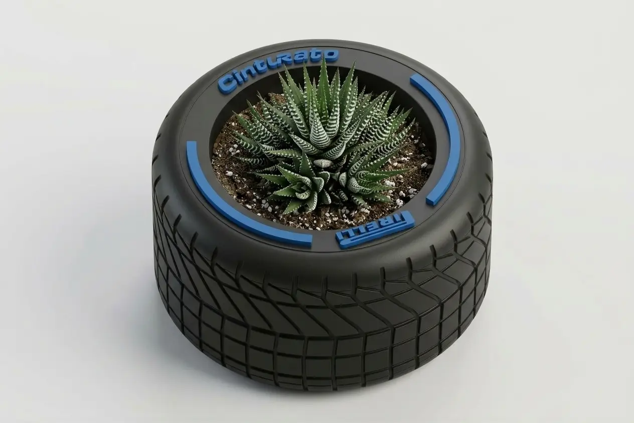Maceta Llanta de Carreras estilo Fórmula — modelo 3D