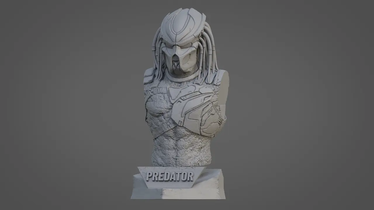 PREDATOR ULTRA-DETAILED SUPPORT-FREE BUST 3D MODEL — modelo 3D