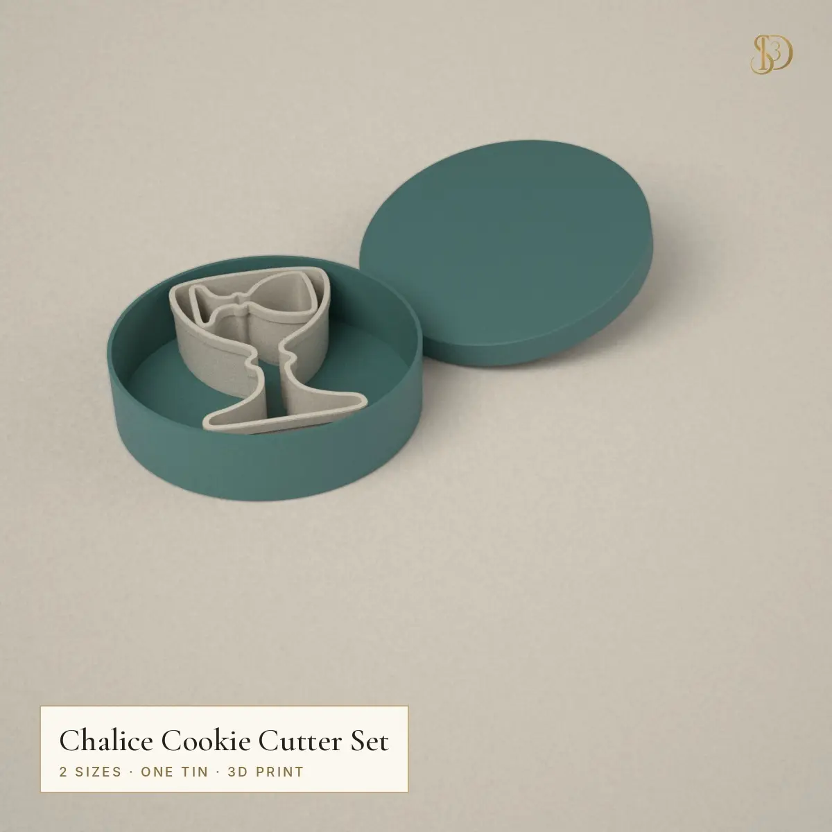 Chalice Cookie Cutter Set – 2 Communion Chalice Cutters 5–10.7 cm with Storage Tin — modelo 3D