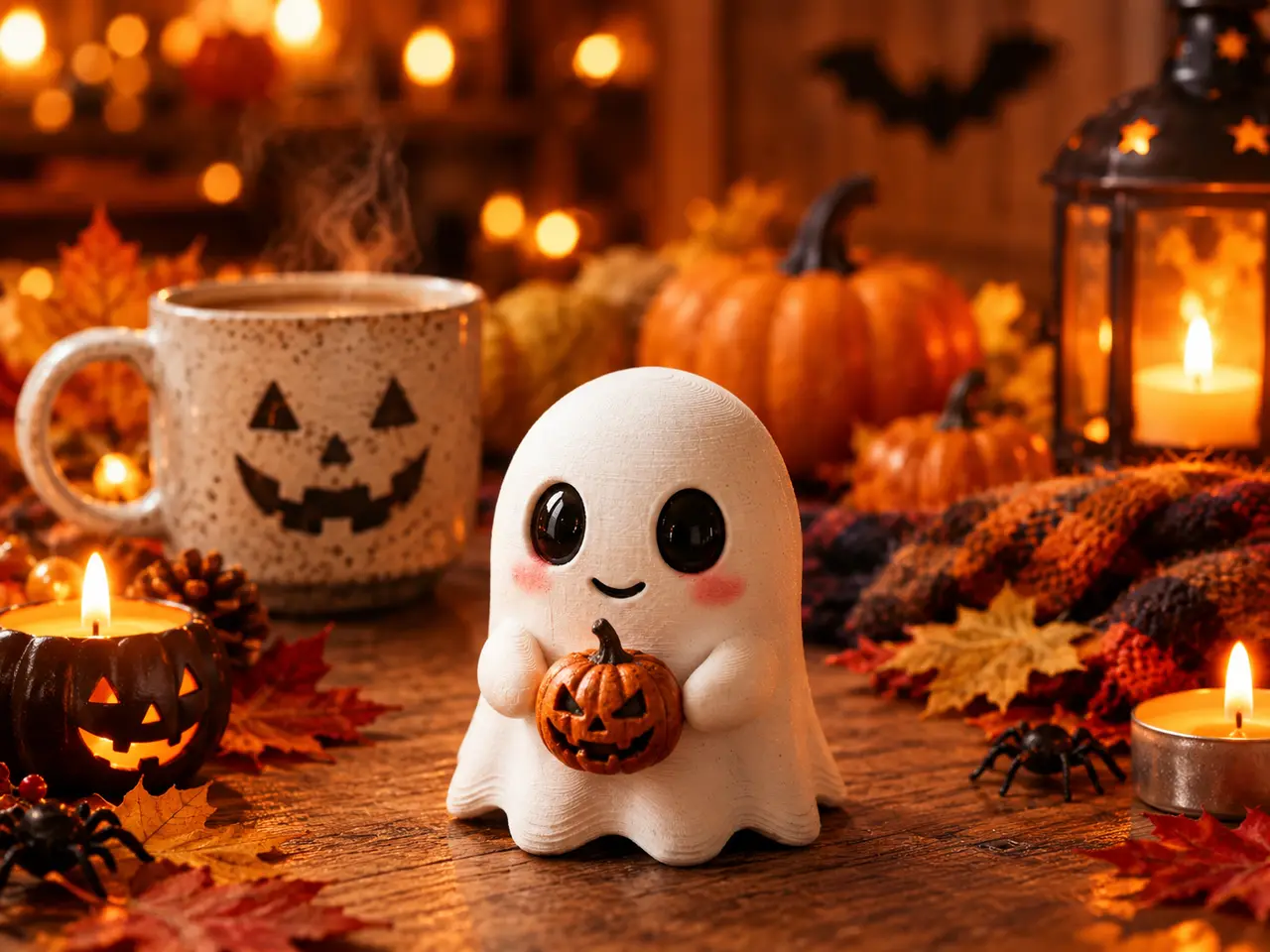 Cute Ghost holding a pumpkin — modelo 3D