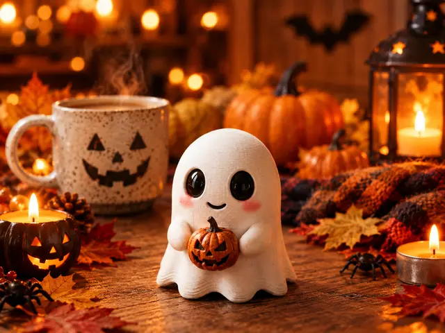 Cute Ghost holding a pumpkin — modelo 3D