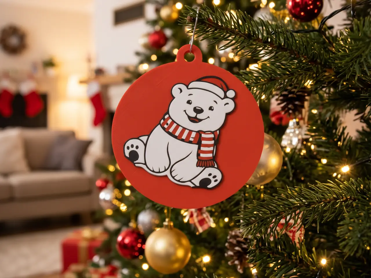 Christmas Ornament Cartoon Polar Bear - AMS — modelo 3D