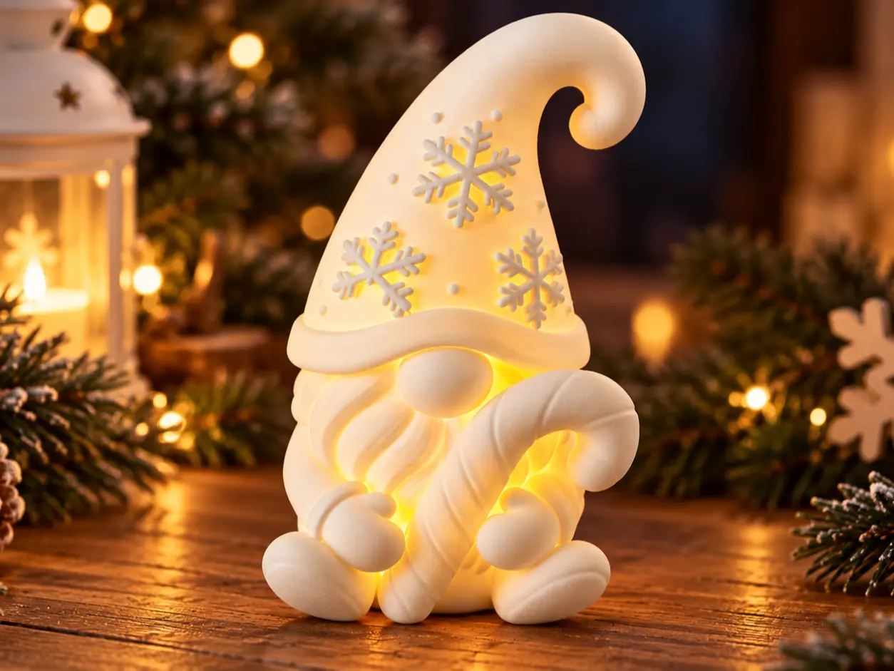 Leuchtender Weihnachtswichtel mit Zuckerstange — modelo 3D