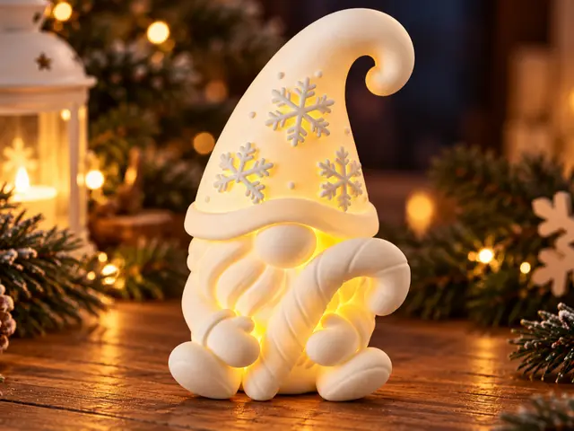 Leuchtender Weihnachtswichtel mit Zuckerstange — modelo 3D