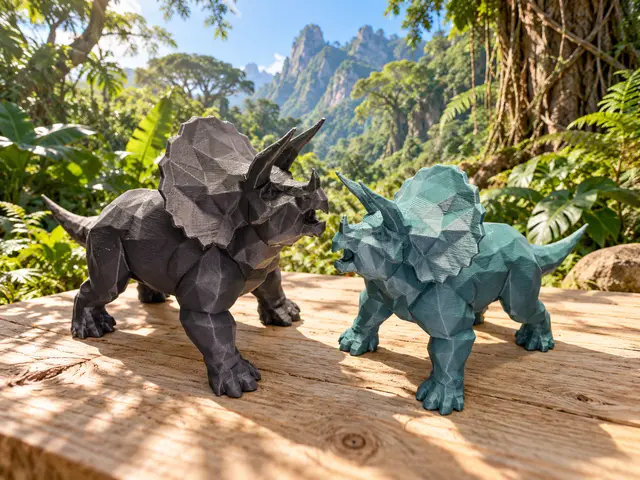 多邊形石雕三角龍｜Polygon Beasts • Low Poly Triceratops — modelo 3D