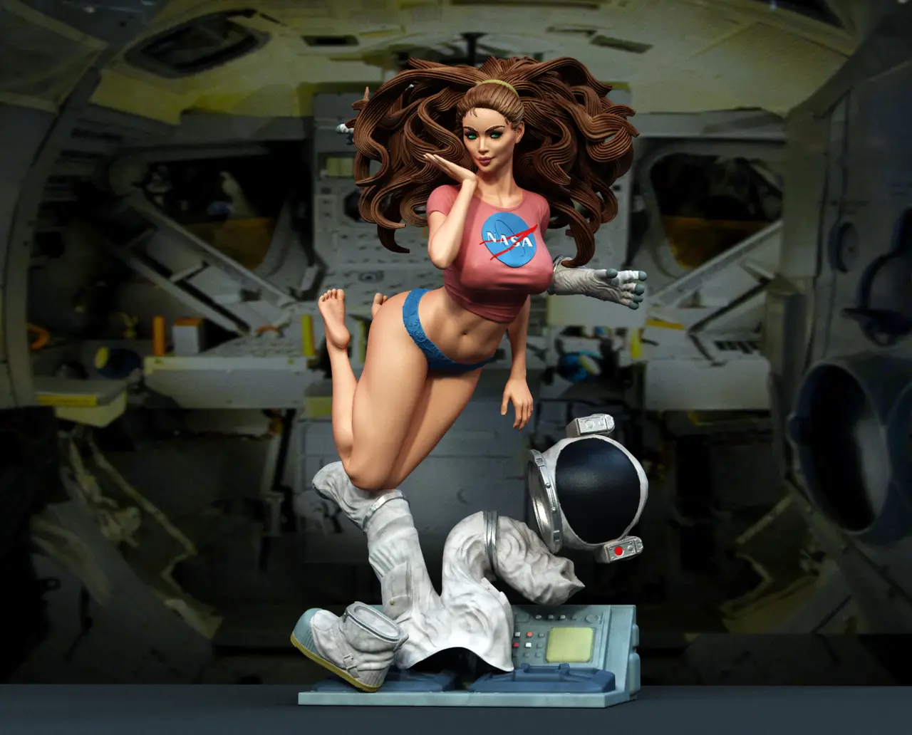 Astronaut Girl pin up — modelo 3D
