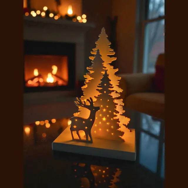 Christmas Decor Scene with LED tealight holder — modelo 3D