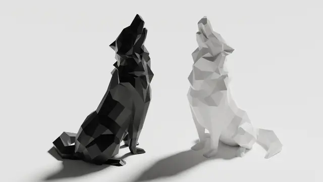Low Poly Howling Wolf 2.0 (Decoration)(No Supports!) FIXED — modelo 3D