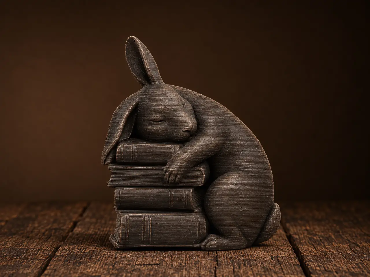 Dreamy Bunny Resting on Books — modelo 3D