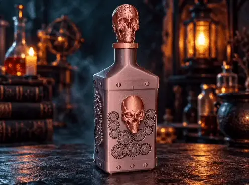 Spirits in Motion – Decorative Skull gear Bottle — modelo 3D