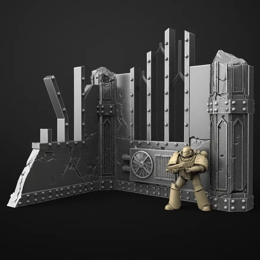 terrain wall for 40k warhammer or futuristic environment — modelo 3D