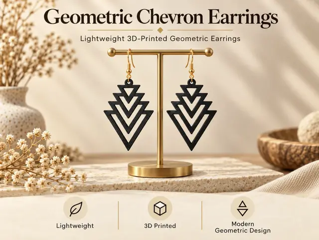 Geometric Chevron Earrings — modelo 3D