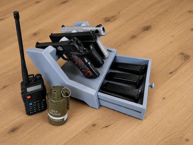 Airsoft Pistol Stand with Storage Drawer — modelo 3D