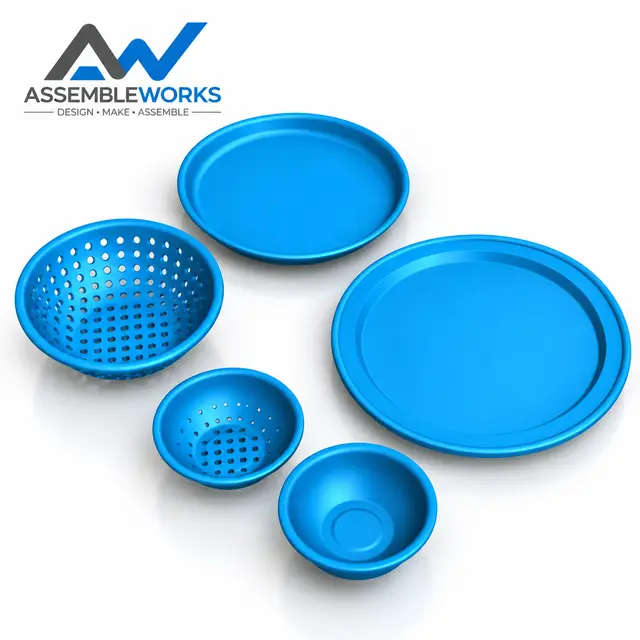 Miniature Stainless Steel Basins & Tray – 1/12 Scale STL — modelo 3D