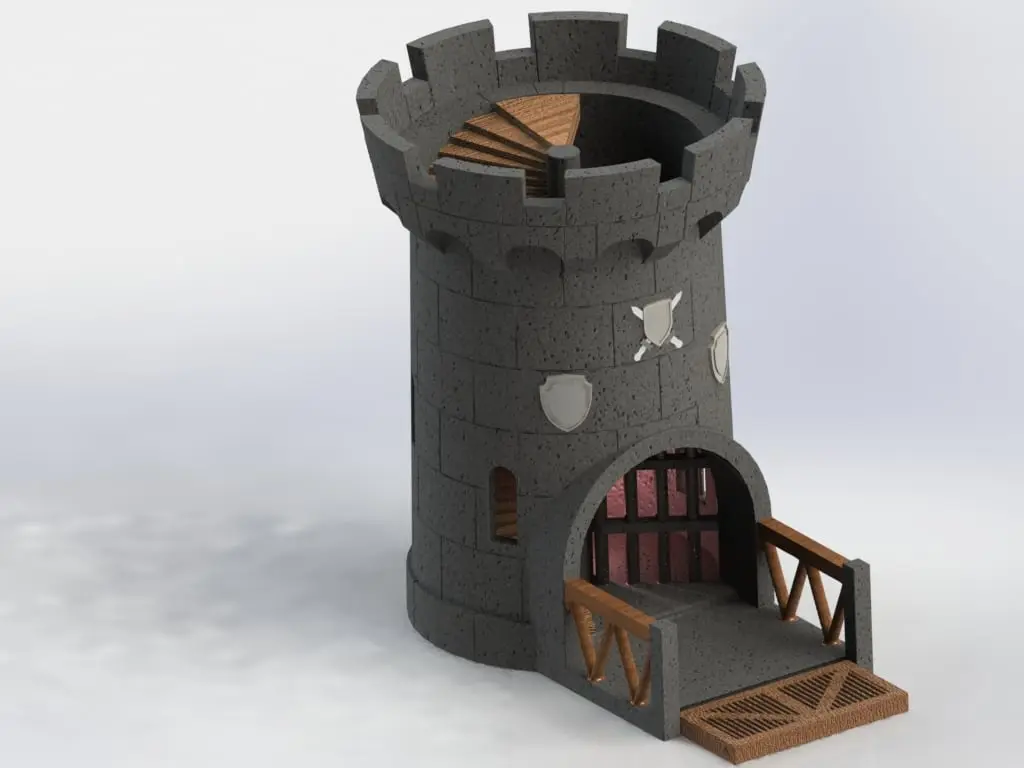 Castle dice tower with moveable gate — modelo 3D