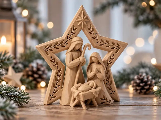Wood-Carved Nativity Scene – Christmas Star — modelo 3D