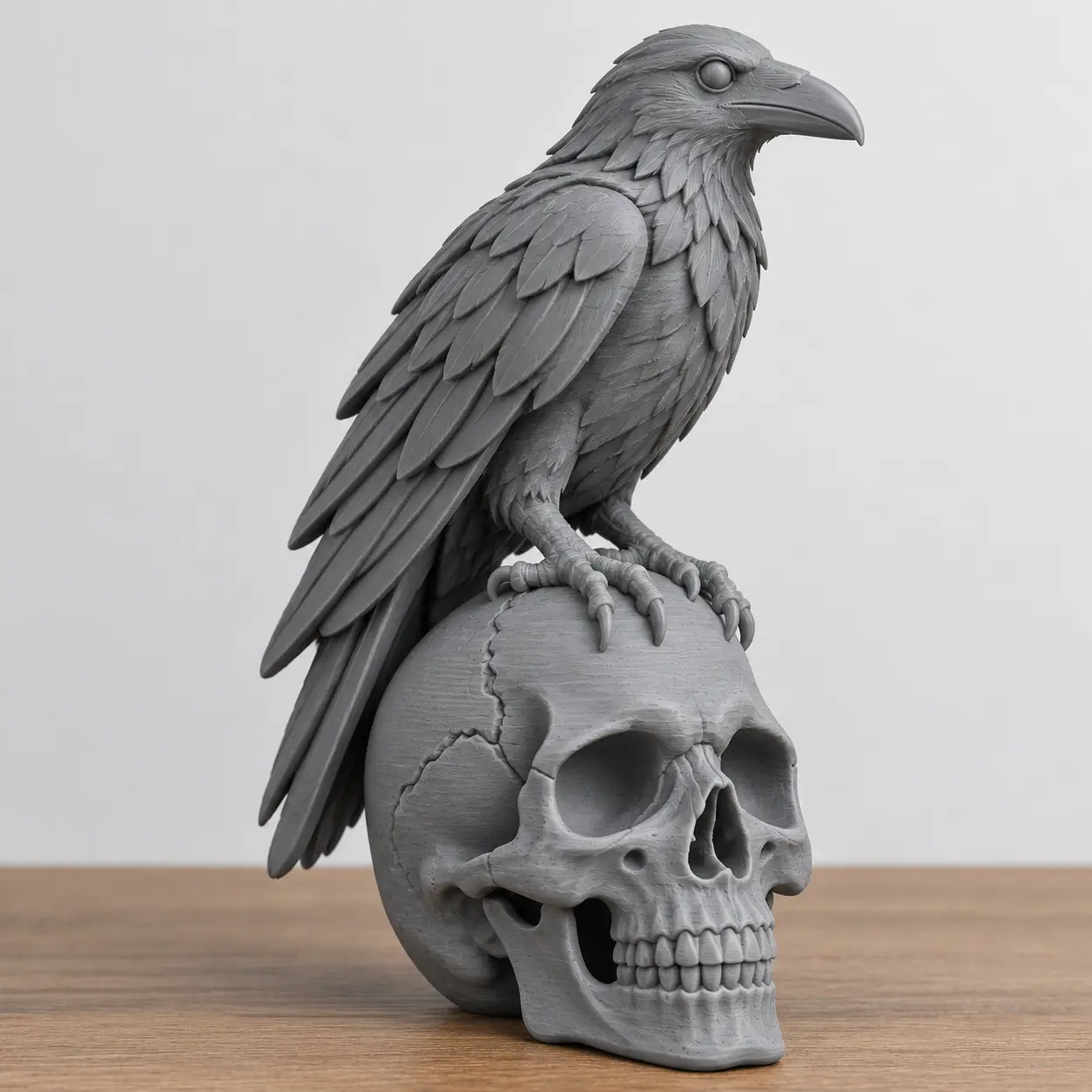 Corbeau Sculpté sur Crâne — modelo 3D