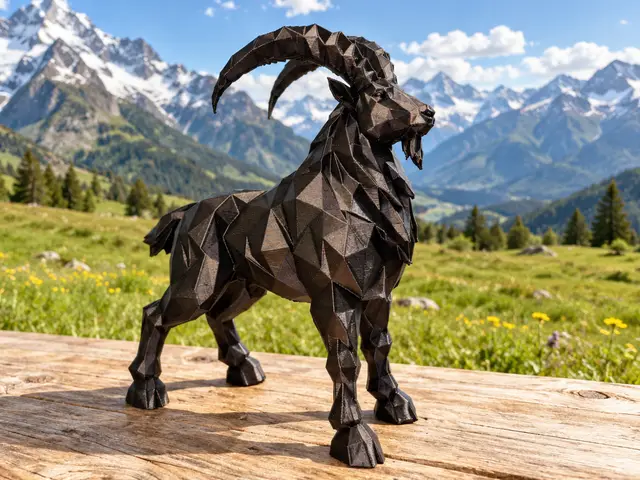 多邊形石雕山羊｜Polygon Beasts • Low Poly Mountain Goat — modelo 3D