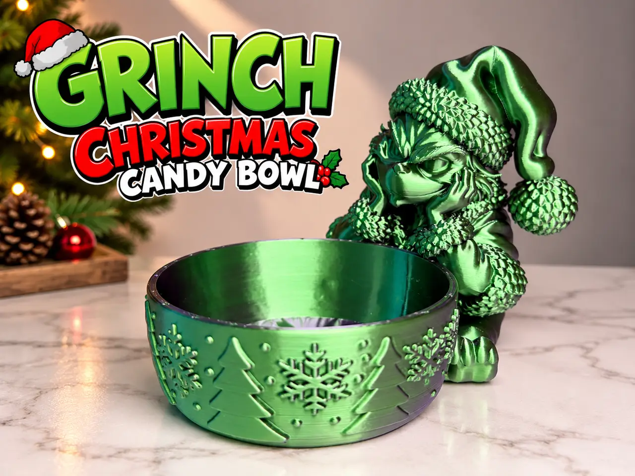 Grinch Christmas Candy Bowl – Holiday Decor — modelo 3D