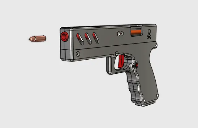 Toy gun with magazine and pellets — modelo 3D