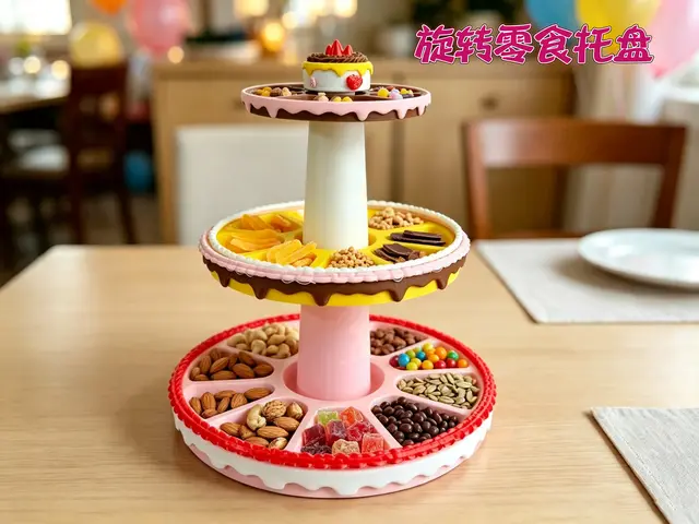 可旋转奶油蛋糕零食托盘 糖果、坚果、零食三层旋转收纳托盘 全部分件无需AMS多色打印 — modelo 3D