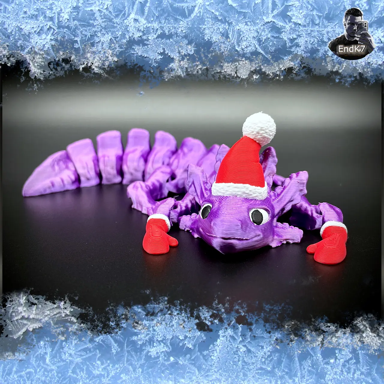 Cute articulated Axolotl - Santa Edition — modelo 3D