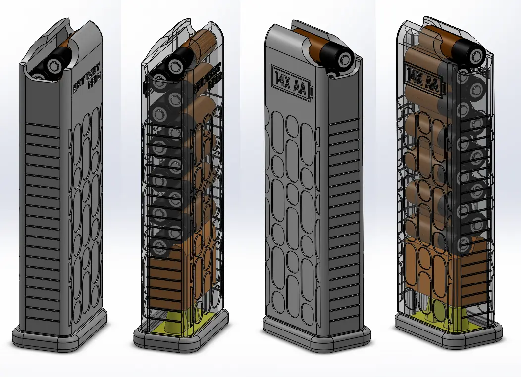 BatteryMag - 14x AA Dispenser — modelo 3D