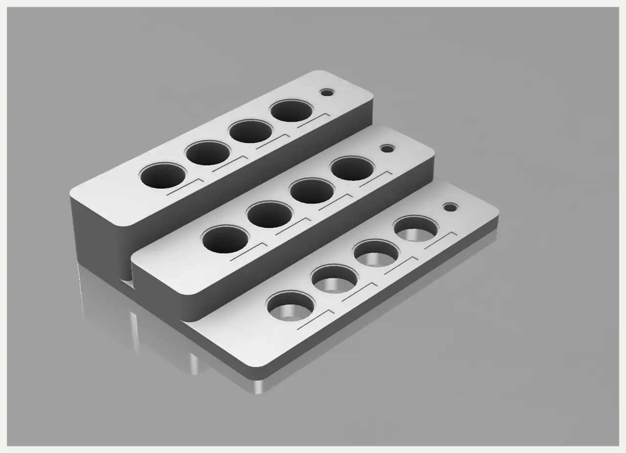 Rack acrílico · Estación modular — modelo 3D