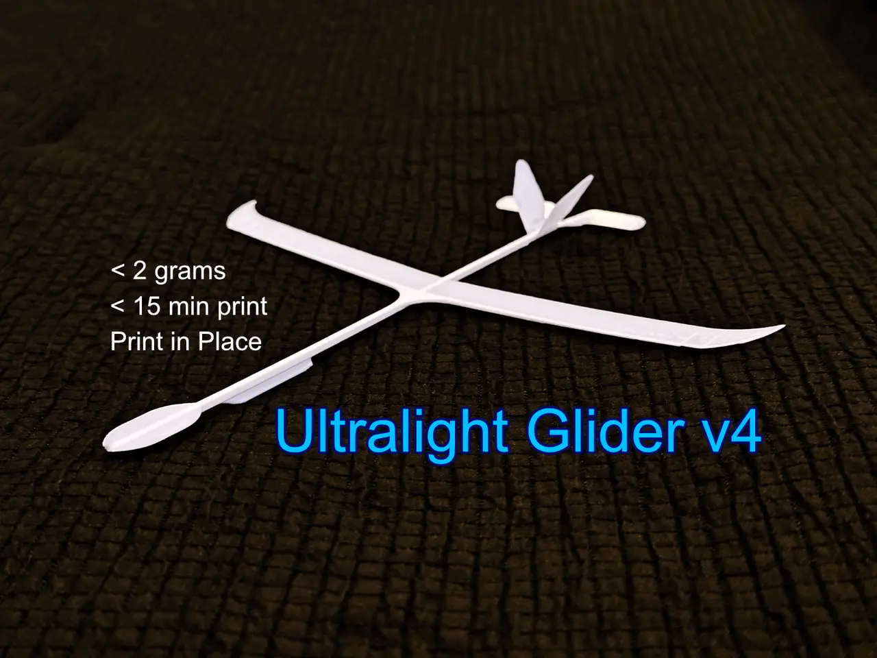 Ultralight 2gram Glider (print in place) — modelo 3D