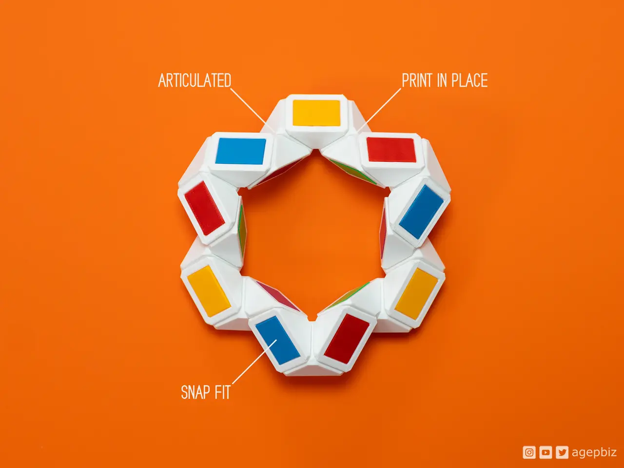 snakeinplace - Print-in-place and Articulated Puzzle Toy — modelo 3D