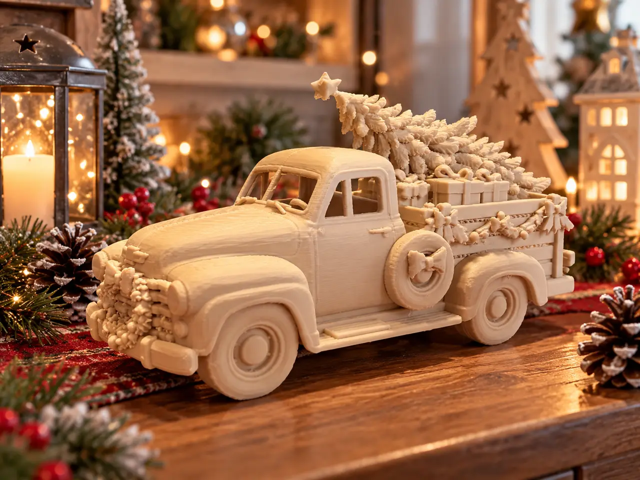 Christmas Pickup Truck with Tree & Presents — modelo 3D