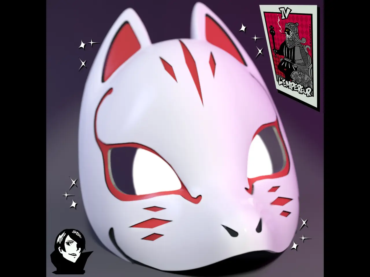 Yusuke Kitagawa Kitsune Mask (Fox Persona 5 Royale) — modelo 3D