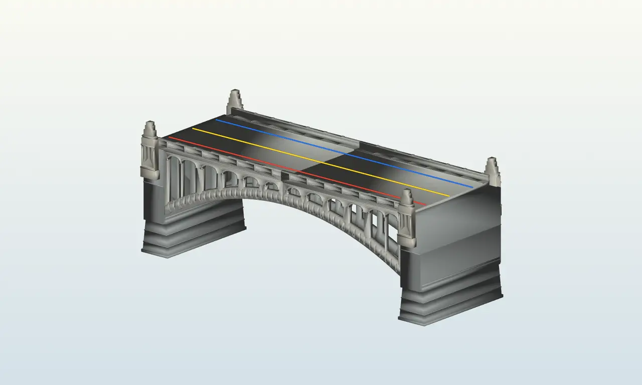 N Scale NTRAK Three-Track Stone Arch Bridge – Modular, FDM Printable — modelo 3D