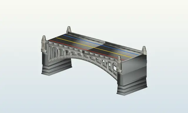 N Scale NTRAK Three-Track Stone Arch Bridge – Modular, FDM Printable — modelo 3D