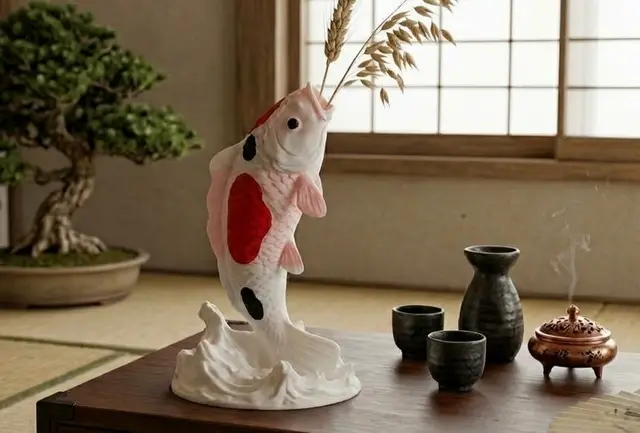 Koi Fish Vase – Japanese Style Dried Flower Decor — modelo 3D