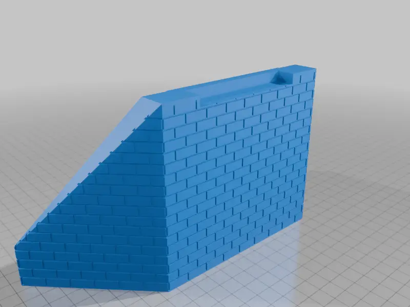 HO Scale 3 9/16" tall Bridge Abutment with 45 Deg Wings — modelo 3D