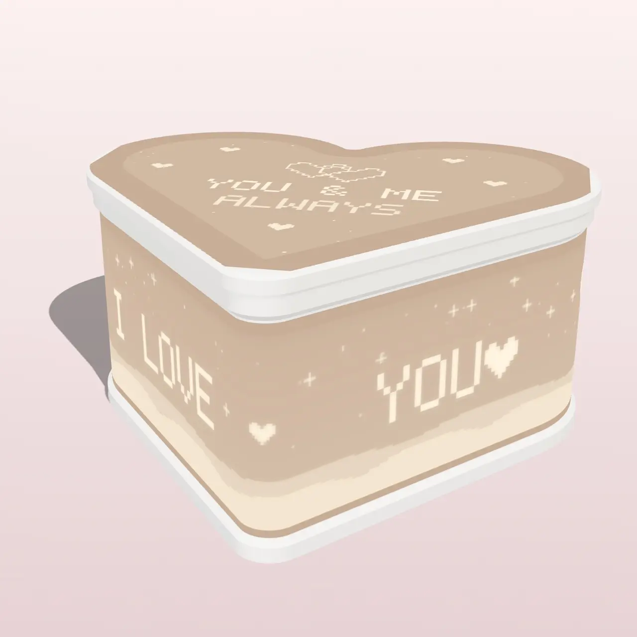 Love Heart Lithophane Box – Keepsake Box & LED Night Light with "I Love You" Wall and "You & Me" Lid — modelo 3D