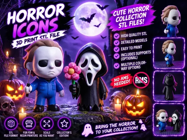 Ghostface & Michael Myers No AMS Figures Bundle — modelo 3D