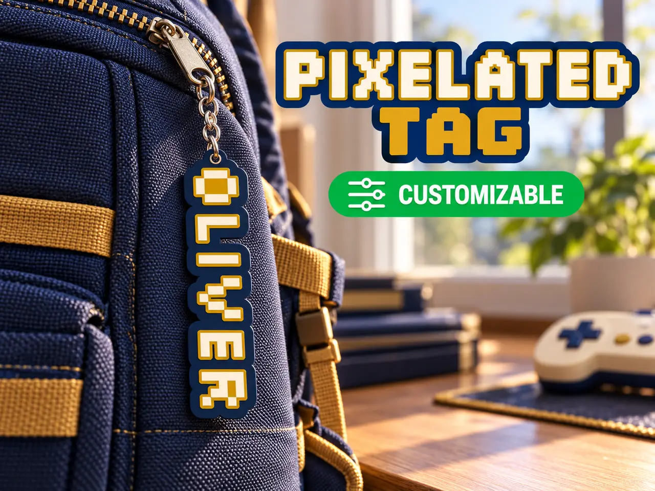 Pixelated Tag - Customizable — modelo 3D