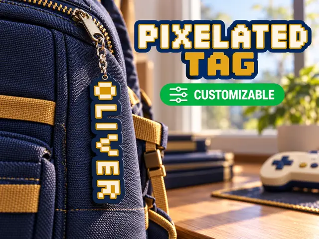 Pixelated Tag - Customizable — modelo 3D