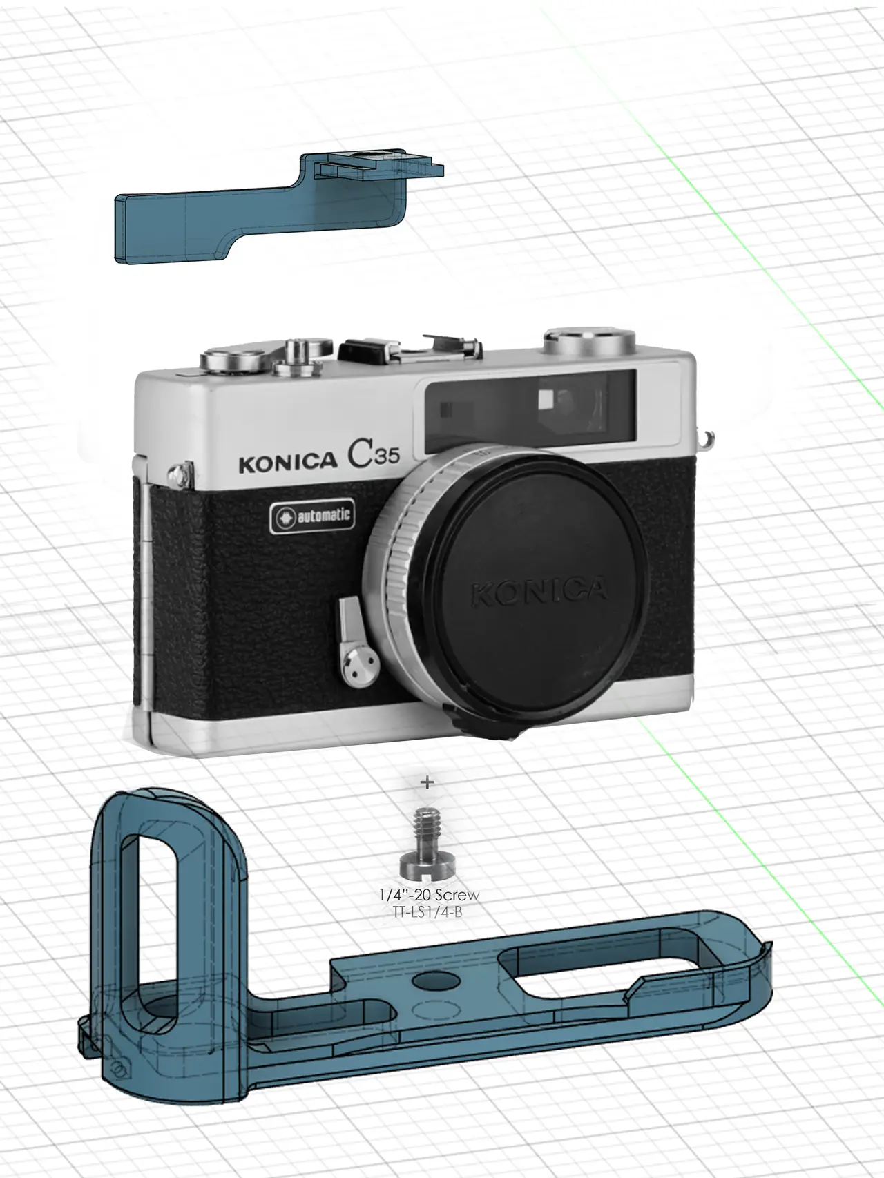 thumbgrip + handgrip konica c35 — modelo 3D