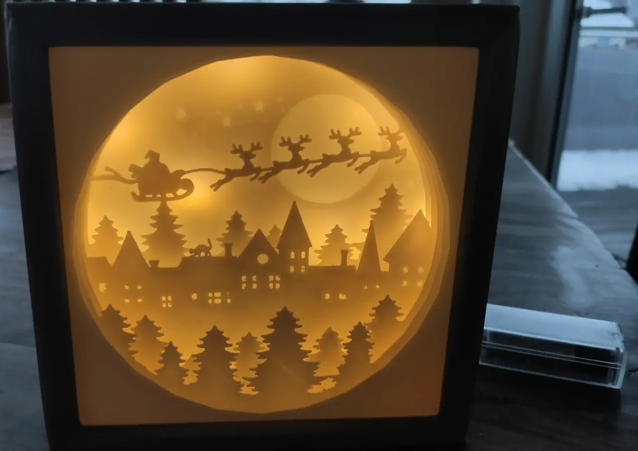 Christmas paper craft like scene lamp (new frame & holy night) — modelo 3D