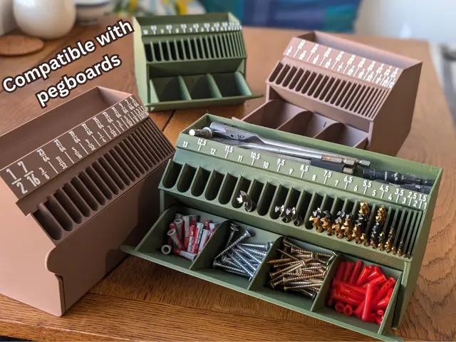 Drill Bit Holder and Sorter V2 with Drawer — modelo 3D