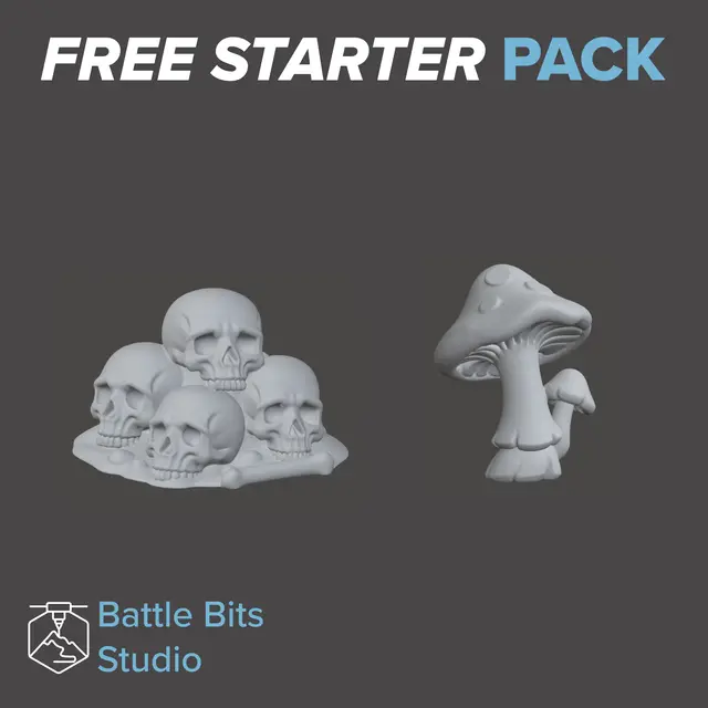 Free Starter Pack – FDM-Optimized Skull & Mushroom Scatter by Battle Bits Studio — modelo 3D