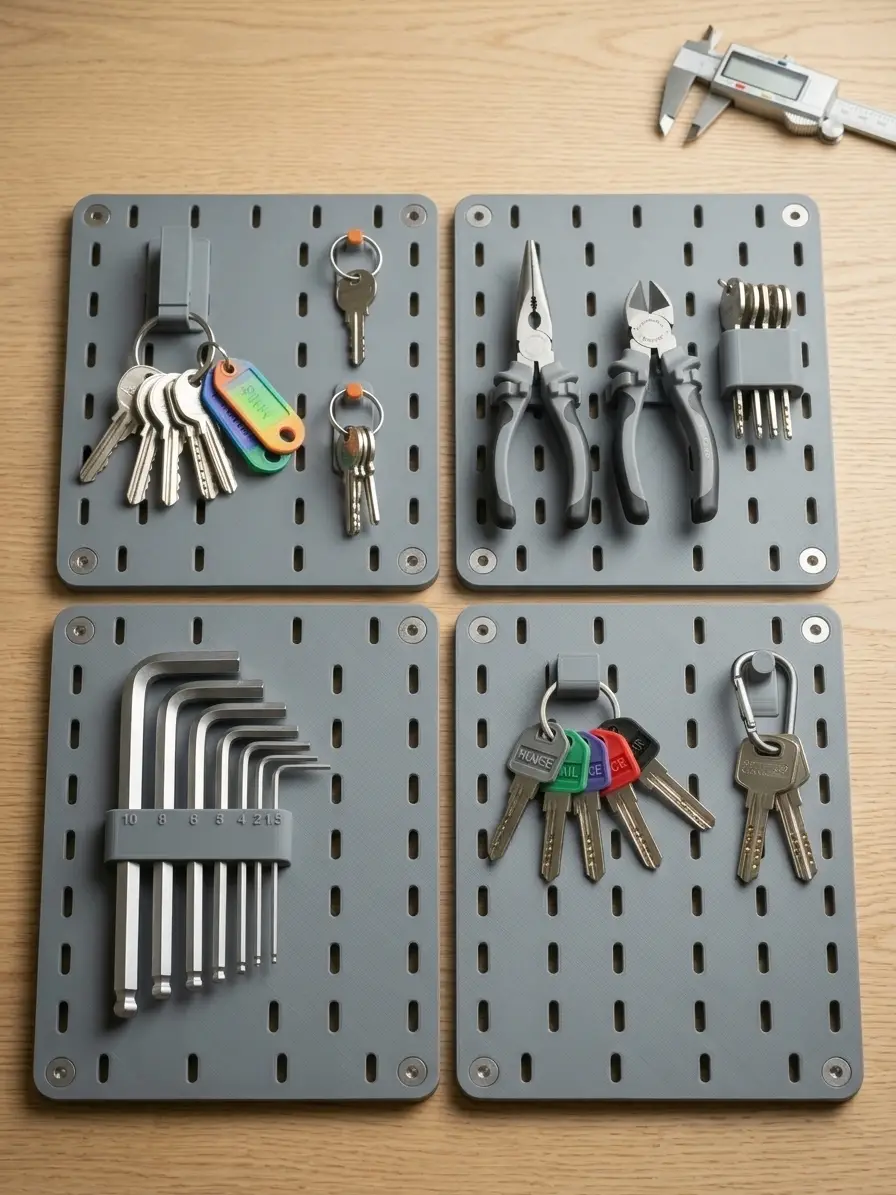 Modular Wall Organizer Board (240x240 mm) – Custom Tool & Accessories Pegboar — modelo 3D