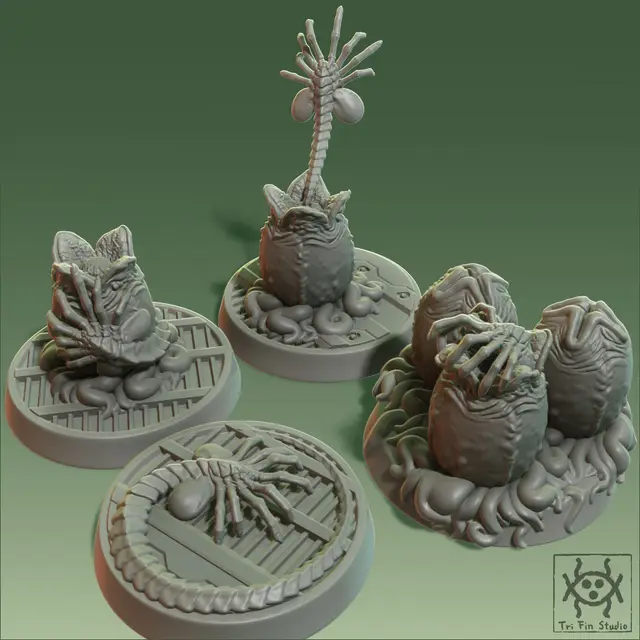 Face hugger and Xenomorph Eggs — modelo 3D