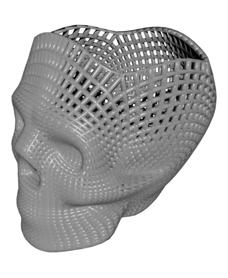 Wireframe skull pencil holder — modelo 3D